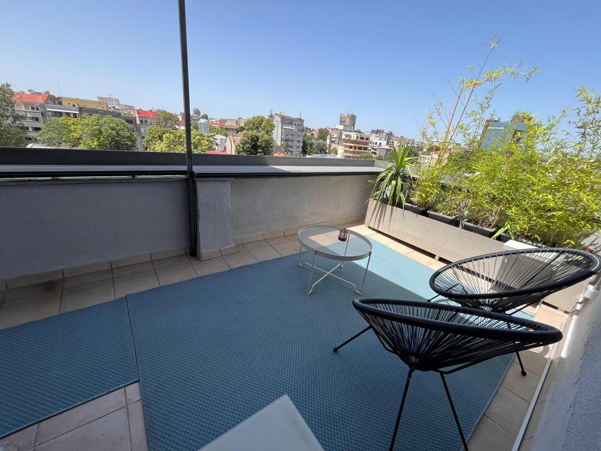 Terrace View Downtown Studio Bukares Bagian luar foto