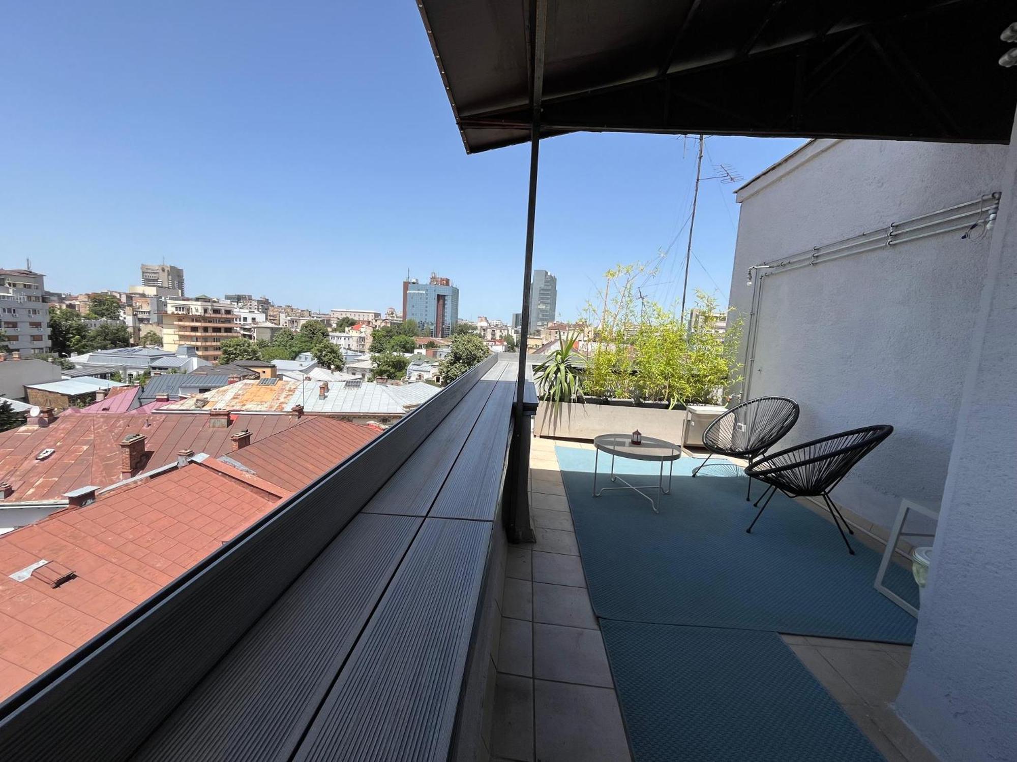 Terrace View Downtown Studio Bukares Bagian luar foto